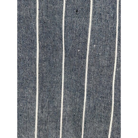 Entro Button Front Sheath Dress Size M Blue White Striped Chambray Roll Tab - Picture 2 of 16